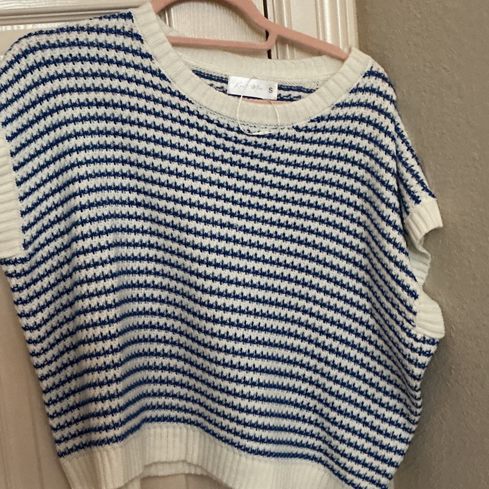 SHEIN Blue and White Striped Knit Top